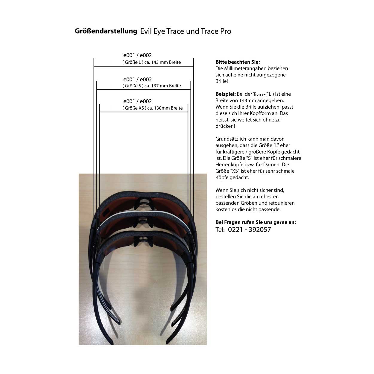 Größendarstellung Evil Eye Trace